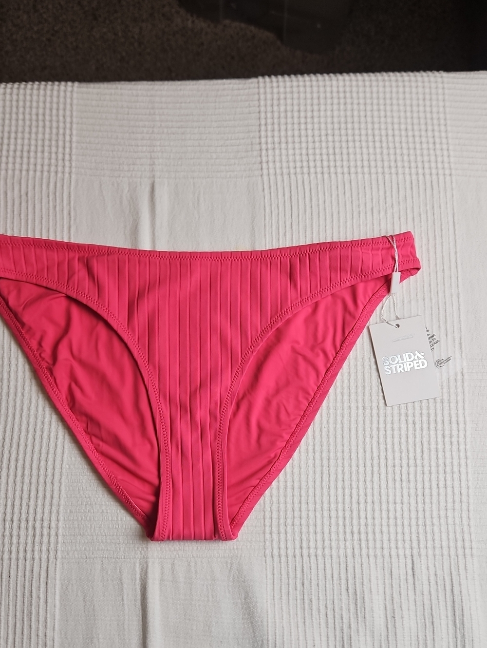 SOLID & STRIPED The Rachel‎ Ribbed Bikini Bottom: Hot Pink: Size- X-Large